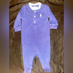 Baby Ralph Lauren Navy & Baby Blue Knit Body Suit Size 3M